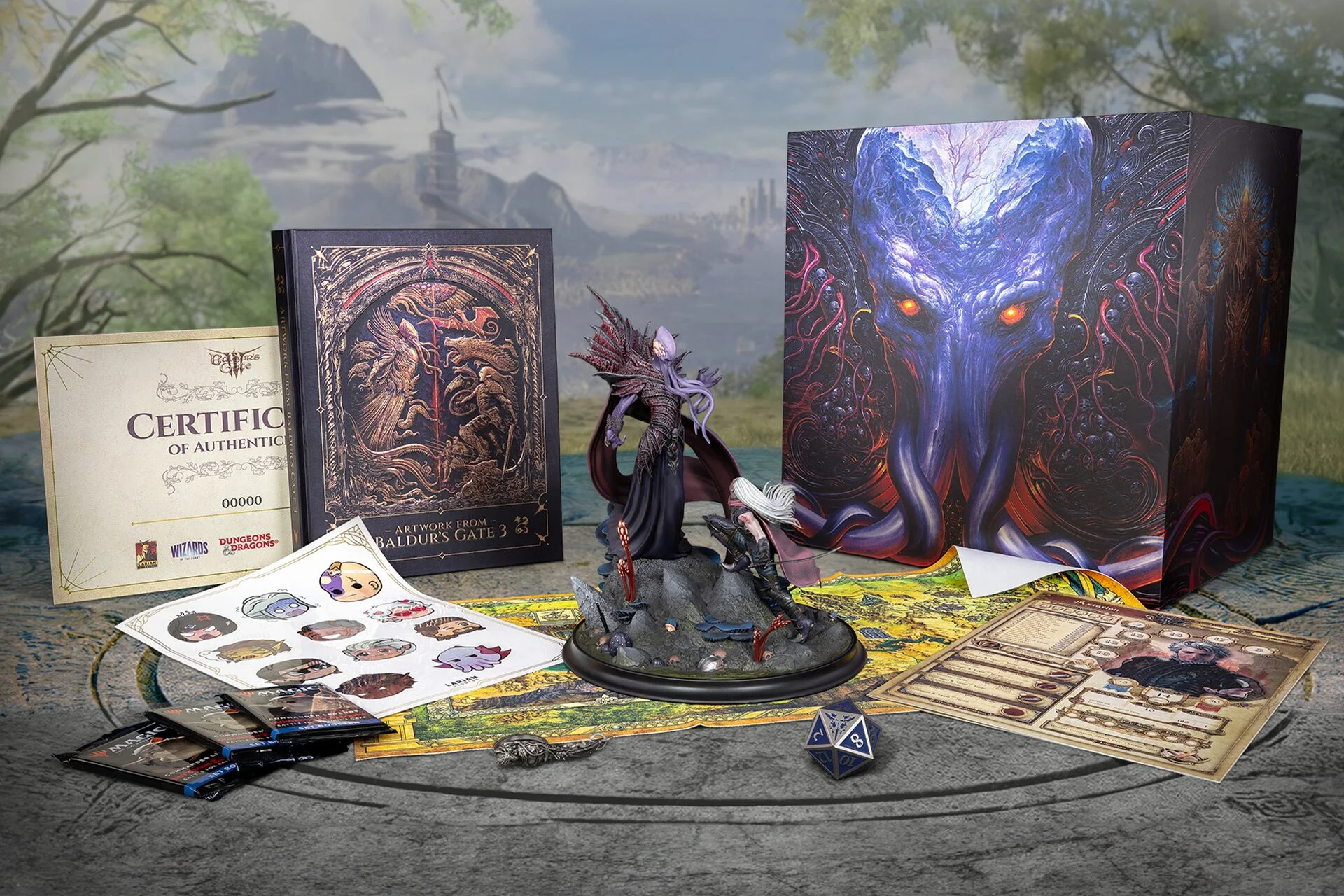 Baldur’s Gate 3 Collector’s Edition: Mind Flayer box, diorama, art book, d20, map and certificate