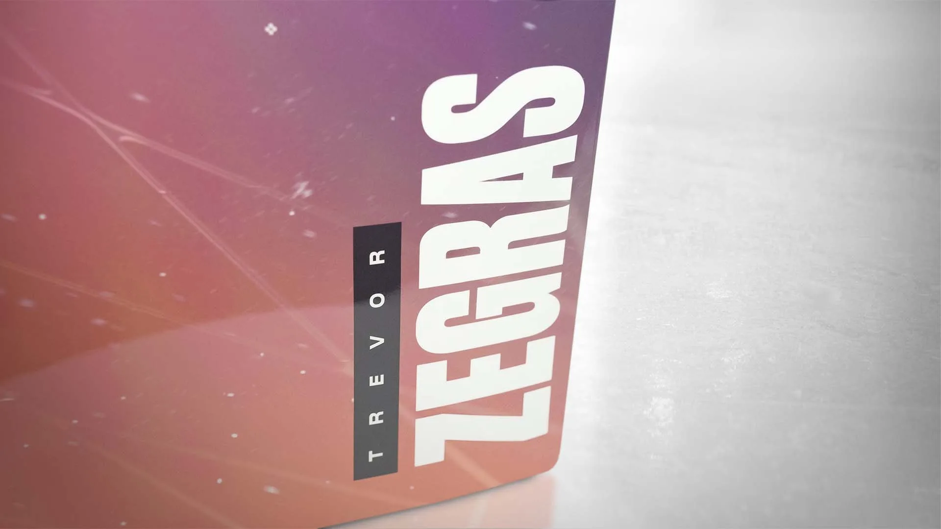 Close-up of the Trevor Zegras typography on the console